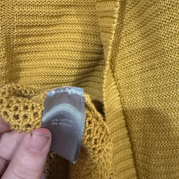 Marled Yellow Cardigan Sweater Medium Weight cotton blend size large - Picture 5 of 7